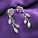 Glamorousky Violet Rose Earrings with Violet Austrian Crystals and Crystal Glass