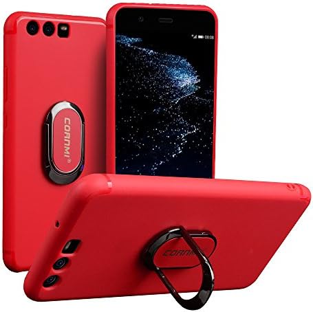 P10 Plus Phone Stand Case, Mosheng 360 Degree Rotation Ring Grip Car Mount Stand Holder Shockproof Scratch Resistance Case for Huawei P10 Plus 5.2 inch, Fits for Car Magnet Mount (Red)