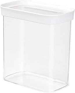 Emsa 513558 Stapelbare Vorratsdose für Trockenvorräte, 100 % Keimfrei, Volumen 1.6 Liter, Rechteckig, Weiß/Transparent, Optima