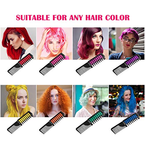 Hair Chalk, ETEREAUTY Hair Chalk Color Comb Temporary Hair Color Cream Non-toxic Washable with Shawl for Kids Party and Cosplay, Hair Chalk Pens Works on All Hair Colors (8 Colors)