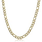 Trendsmax 5mm Figaro Chain Necklace Gold Plated Stainless Steel Figaro Chain for Men Women 18-24inch