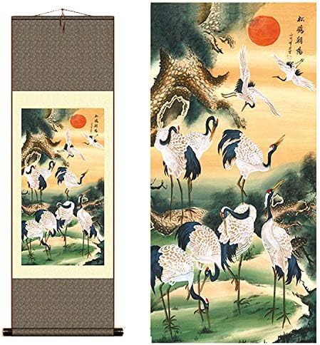 Paintings - Orsit Asian Wall Silk Reel Painting, Songhe Chaoyang Auspicious…