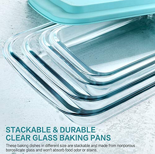 8-Piece Deep Glass Baking Dish Set with Plastic lids,Rectangular Glass Bakeware Set with BPA Free Lids, Baking Pans for… - Image 3