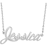 AOLO Personalized Name Necklace Custom Any Name Necklaces Customized Nameplate Stainless Steel Jewelry for Womens Mens