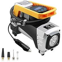 Air Compressor Pump DC 12V 120W 150 PSI Digital Portable Tire Inflator with Auto Shut Off Gauge and Powerful Emergency Flashlight for Car Tire Bike RV and Other Inflatables