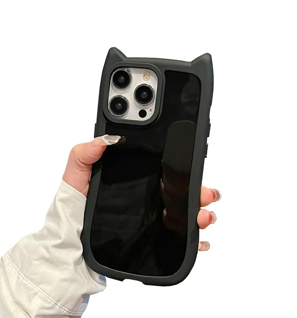 Sunswim Compatible with 17 Case Cute Kawaii 3D Cat Ears Girls Women Clear Flexible Soft TPU Transparent Shockproof Protective Phone Case Cover for 17-Black1