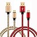 Micro USB Charger cable,Power-7 2-Pack(6ft) Durable Braided Fast Charge and Sync Cord for Samsung Galaxy S7 Edge S6 S4 S3,Note 3 4 5,Moto G4 G5 Plus,LG G3 G4,Windows,ZTE, More (Gold/Red)