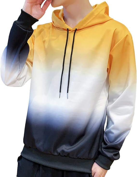 Amazon メンズ パーカー トレーナー スウェット プルオーバー フード付き グラデーション ゆったり かっこいい カジュアル おしゃれ 春秋冬 メンズファッション トレーナー パーカー 通販
