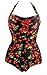 Cocoship Vintage Inspired Pin Up One Piece Bandeau Floral Polka Maillot Swimsuit(FBA)