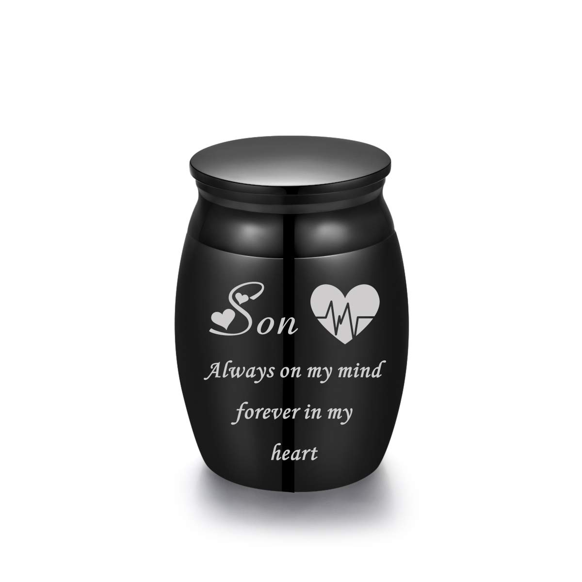 Sunling Mini Stainless Steel Decorative Cremation Keepsake Urns for Ashes 1.57 Inch High Small Funeral Urns Memorial Ashes Holder Share with Familiy Members-Black Color