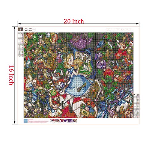 5D Diamond Painting Full Drill Kit - Alice in Wonderland - 20x16 inch DIY Diamond Painting by Number Kits, Embroidery Rhinestone Crystal Drawing for Wall Decor, Arts Craft Mosaic Painting 50x40cm