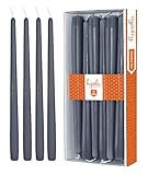 Hyoola 12 Pack Tall Taper Candles - 12 Inch Dark Grey Dripless, Unscented Dinner Candle - Paraffin Wax with Cotton Wicks - 10 Hour Burn Time