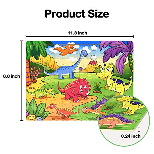 Wooden Puzzles for Toddlers Kids Ages 2-8, [40 Pieces] Preschool Jigsaw Puzzles Brain Development Educational Toys for Children, Set of 4 Theme - Dinosaur, Safari, Vehicles and Insect - Thumbnail 5