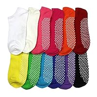 Non Slip Skid Socks with Grips, For Hospital, Yoga, Pilates, (Pack12/12color)