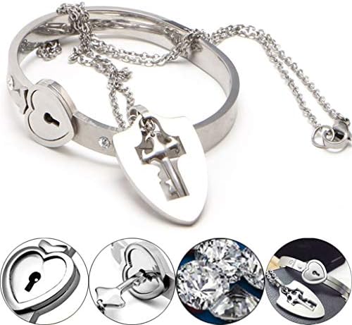 Fanst Jewelry Couple Titanium Steel Lock Bangle Bracelet Key Pendant Necklace Love Set Gifts for Women