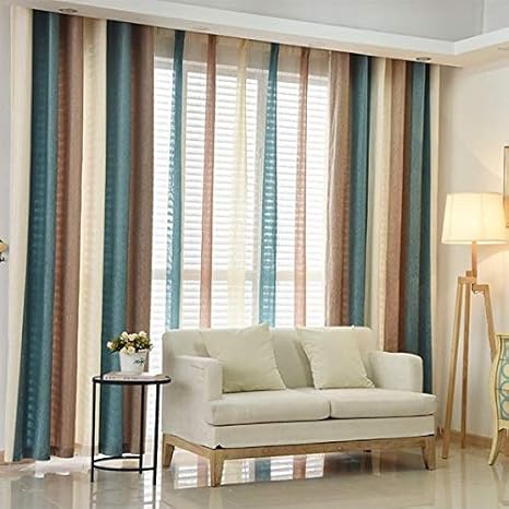 Amazon カーテン グラデーション グリーン 西海岸 ストライプ アンティーク レース付き2枚セット かわいい おしゃれ 子供部屋 幅100cm丈185cm カーテン オンライン通販