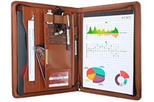 Leathario Portfolio Leather A4 File Folder Padfolio Writing Pad Business Presentation Folder