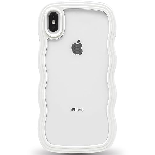Anuck for iPhone Xs Max Case Wavy Edge Clear Back Design, Anti
