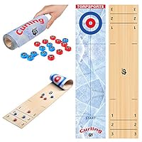 TORPSPORTS 2 in 1 Table Top Shuffleboard Pucks and Curling Games with 16 Rollers