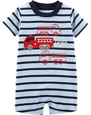 Baby Boys Fire Truck Little Hero Romper Sunsuit Jumpsuit Playwear