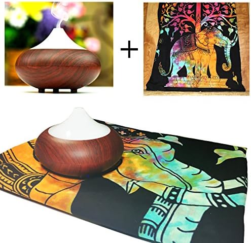 Your Spirit Space 160ml Aromatherapy Essential Oil Diffuser and Rainbow Elephant Tapestry