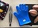 Heat Resistant BBQ Cooking Gloves - Oven Mitts By SBDW. Insulated Silicone With Protective Lining. Versatile & Waterproof For BBQ Grill, Deep Fry, Fire Pit, Campfire & Meat Smoking. 3 Colors (Blue)