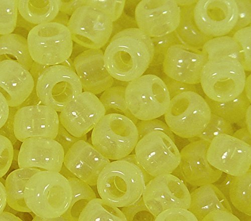 JOLLY STORE Crafts Yellow Glow in the Dark Pony Beads 9x6mm 500pc made in USA