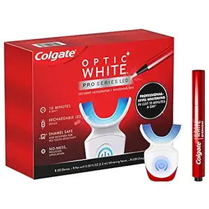 Colgate Optic White Pro Series Teeth Whitening Pen and LED Tray, Professional-Level Set,rechargeable