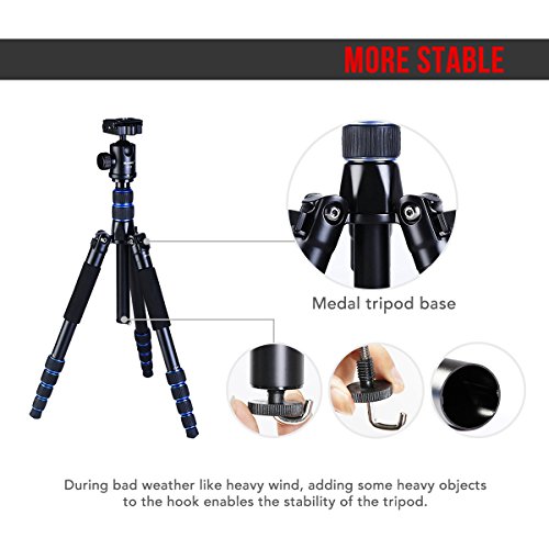 Camera Tripod Monopod Alpenstock with Ball Head, Foldable Axis Inversion Design, Aluminum Alloy, for DSLR (Canon, Nikon, Pentax, Sony, Leica, Fuji, Lumix, Olympus) - Thumbnail 3
