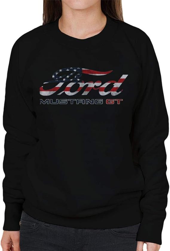 Ford Mustang GT USA Flag Logo Women's Sweatshirt: Amazon.co.uk: Clothing