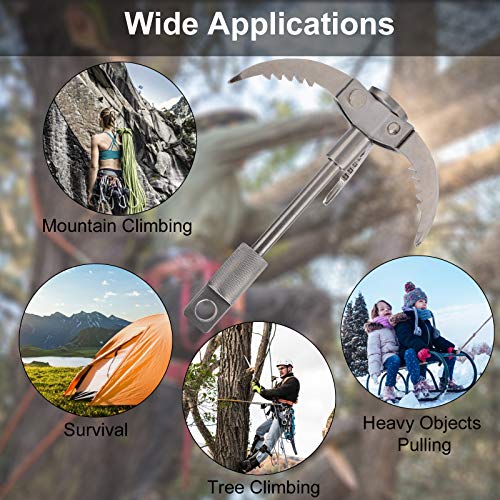 KUNMO Grappling Hook, Folding Grappling Hook 3Claw Stainless Steel