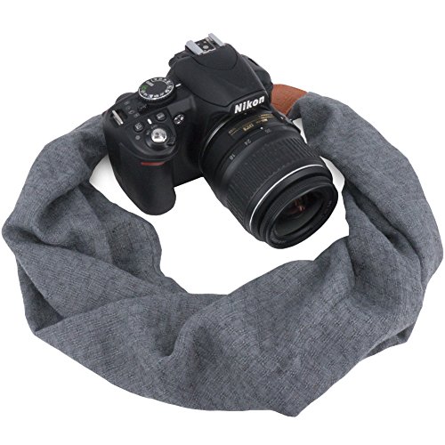 Wolven Soft Scarf DSL/SLR Camera Neck Shoulder Strap Belt for Nikon/Canon/Sony/Samsung/Pentax/Olympus/Leica/Fujifilm Instax Etc, Grey