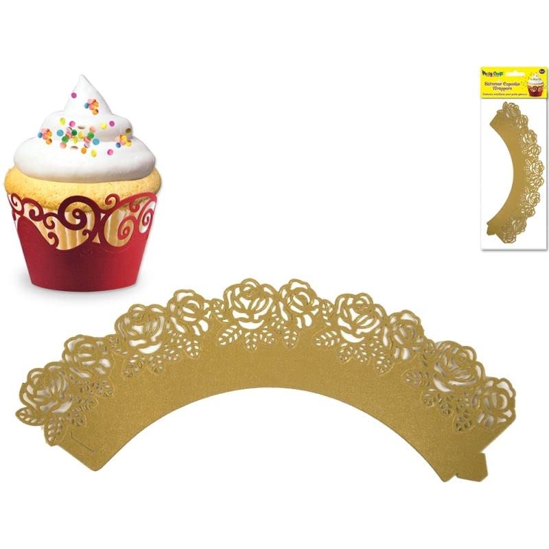 Party Craft Rose Cupcake Wrappers, 3 x Pack of 6, Gold