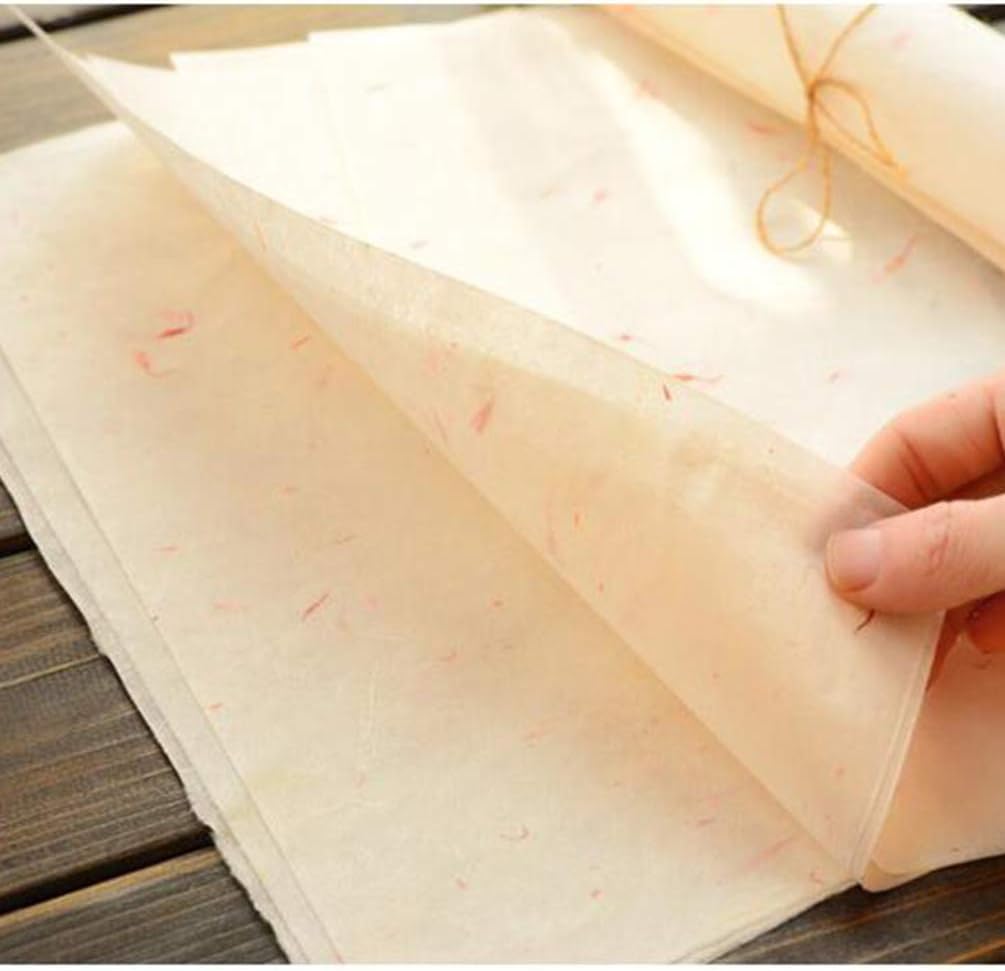 STOBOK 40pcs Chinese Calligraphy Paper Plant Flower Brush Rice Paper Craft Hand Made Art Tissue Xuan Letter Writing - Image 4