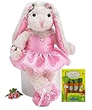 Easter Gift Chocolate & Toy Bundle: Adorable White Ballerina/Ballet Plush Bunny & Lindt Chocolate Carrots Set| Decorative Easter Bunny & Delicious Chocolate Carrots| Top Gifting Idea for Adults & Kids