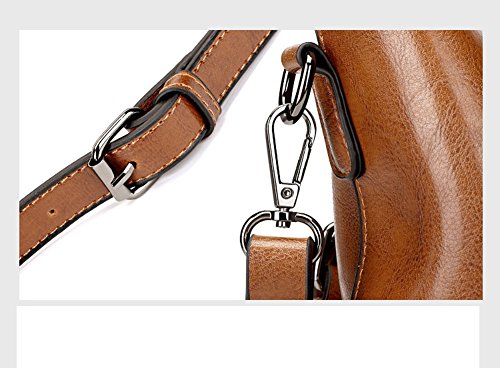 Ecokaki Womenâ€™s Vintage Large PU Leather Travel Handbag Hobo Bag Shoulder Bag Sling Bag Cross Body Bag Black