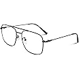 LINVO Fake Glasses Non-Prescription Clear Lens Metal Frame Fashion Eyewear for Women Men