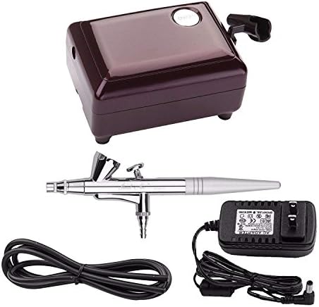 1life Mini Airbrush Compressor Set Air Brush Kit Spray Gun Air-Paint Control Suit for Arts,Tattoo, Hobby, Cake Decorating, Nail Beauty, Beauty Makeup, Painting (Purple)