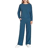 Weintee Women's Petite Sweatsuits Wide Leg Jogging Suits Travel Lounge Set Petite Length