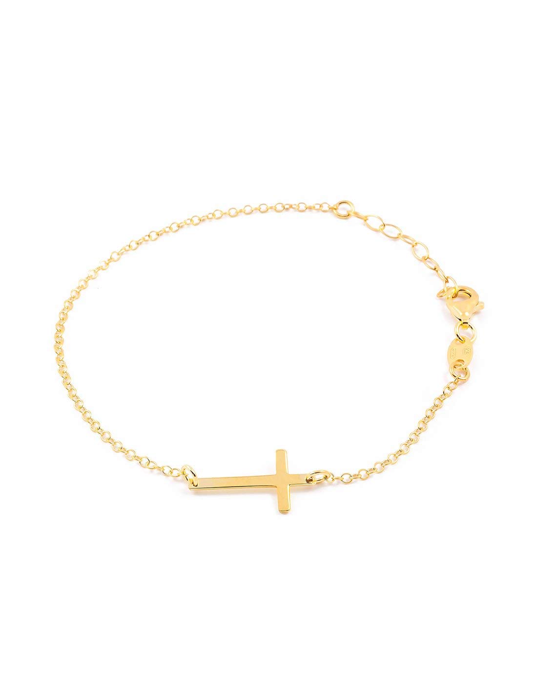 Monde Petit - 925 Sterling Silver gold-plated Horizontal cross bracelet shine