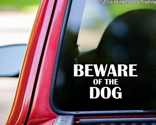 BEWARE OF THE DOG 8" x 4.25" Vinyl Decal Sticker - Home Security - 20 COLOR OPTIONS - GREY