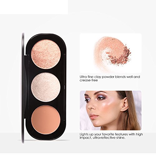 Spdoo Shimmer Highlighter & Bronzer & Blush 3 in 1 Cosmetic Powder Palette