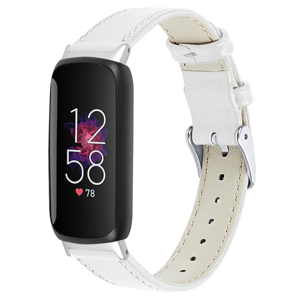 Chofit Straps Compatible with Fitbit Inspire 3 Strap, Replacement Leather Band Pattern Floral Wristband Bracelet for Inspire 3 Activity Tracker (White)