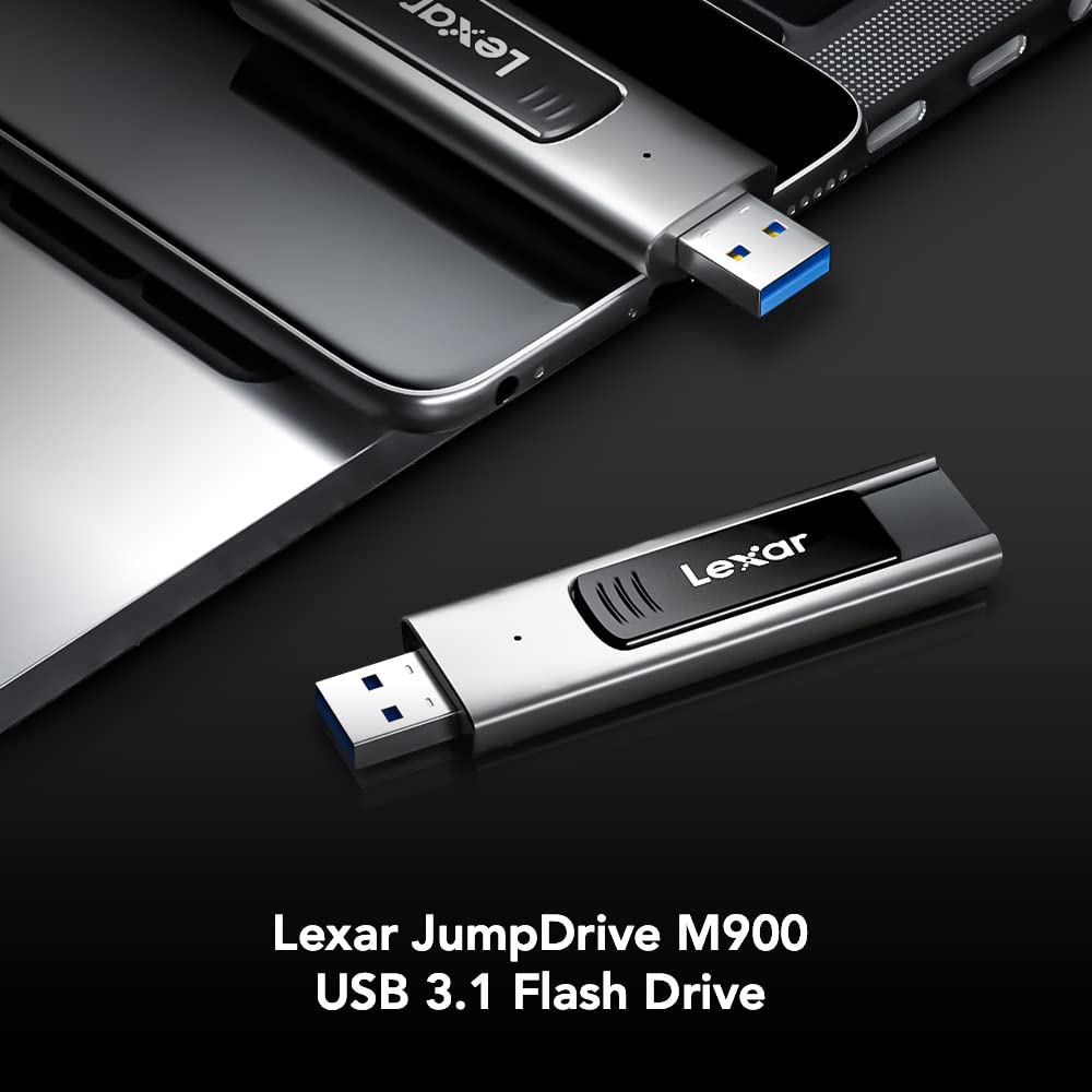 Lexar 64GB JumpDrive M900 USB 3.2 Gen 1 Flash Drive for Storage Expansion and Backup, Up To 300MB/s Read, Metal Design, Titanium (LJDM900064G-BNQNU)