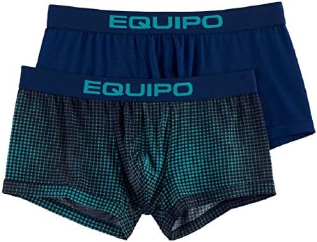 Equipo 2 Pack Microfiber Brazilian Trunks Performance Stretch (Medium, Green Squares &amp; Blue)