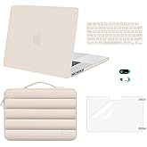 MOSISO Compatible with MacBook Pro 16 inch Case 2026-2021 M4 M3 M2 M1 A3403 A3186 A2991 A2780 A2485, Plastic Hard Shell&Puffy Sleeve Bag&Keyboard Cover&Webcam Cover&Screen Protector, Sand