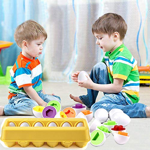 JUNBESTN Easter Matching Eggs Connect Eggs Parlour Games Toys Gifts for 1 2 3 Years Old Kids Toddler Baby Girls Boys Shape Color