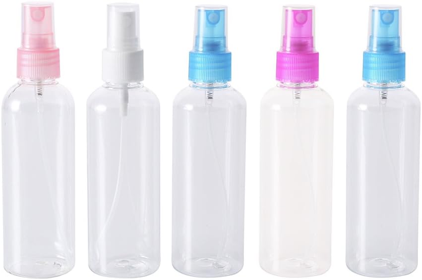 GTWCK 5 PCS Spray Bottle, Mini Clear 100ML Mist Sprayer Portable Refillable Spray Sprayer Bottle Cosmetic Spray Bottles Refillable Travel Dispenser for Essential Oils, Travel, Perfumes,Makeup Remover