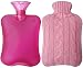 Attmu Classic Rubber Transparent Hot Water Bottle with Knit Cover - 2 Fl Oz, Pink primary