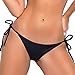 CROSS1946 Sexy Brazilian Ruched Semi Thong Bikini Bottom Women Tie Side By UPS M;Black